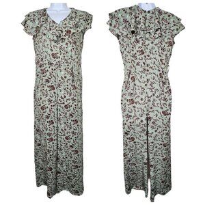 Ivy City Paisley Print Sleeveless Ruffled V-Neck Jumpsuit Wide Leg Women's Small